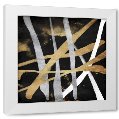 Golden Links White Modern Wood Framed Art Print by OnRei