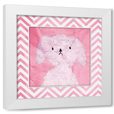 Pink Pooch White Modern Wood Framed Art Print by OnRei