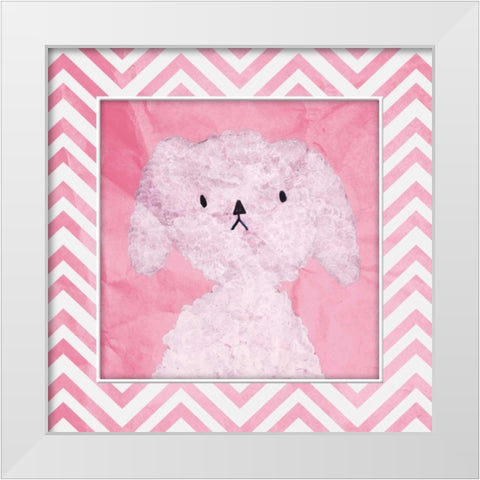 Pink Pooch White Modern Wood Framed Art Print by OnRei