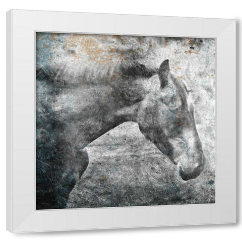 Horse Kiss White Modern Wood Framed Art Print by OnRei