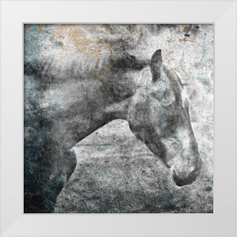 Horse Kiss White Modern Wood Framed Art Print by OnRei