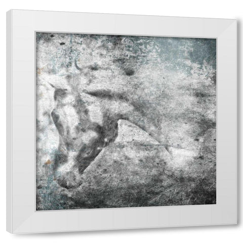 Kiss Horse White Modern Wood Framed Art Print by OnRei