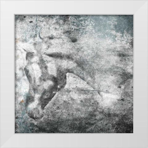 Kiss Horse White Modern Wood Framed Art Print by OnRei