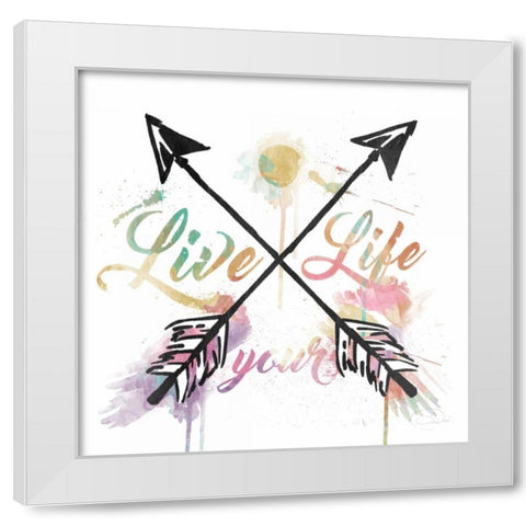 Live Your Life White Modern Wood Framed Art Print by OnRei