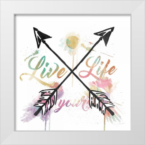 Live Your Life White Modern Wood Framed Art Print by OnRei