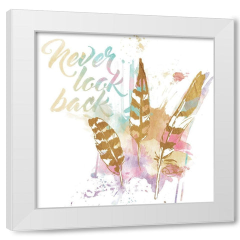 Never Look Back White Modern Wood Framed Art Print by OnRei