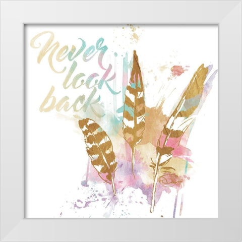 Never Look Back White Modern Wood Framed Art Print by OnRei