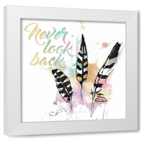 Never Look Back White Modern Wood Framed Art Print by OnRei