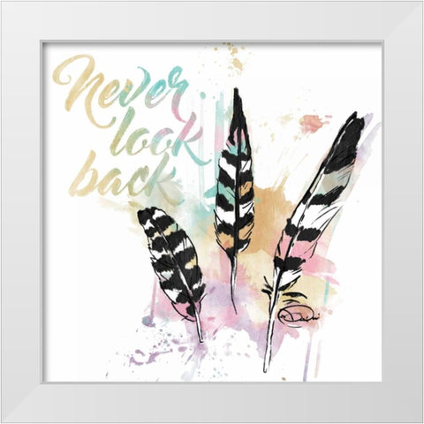 Never Look Back White Modern Wood Framed Art Print by OnRei