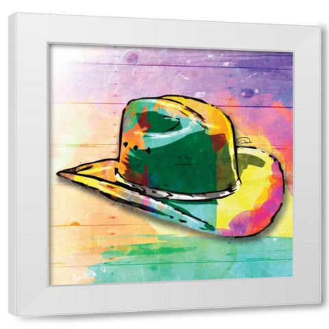 Colorful Hat White Modern Wood Framed Art Print by OnRei