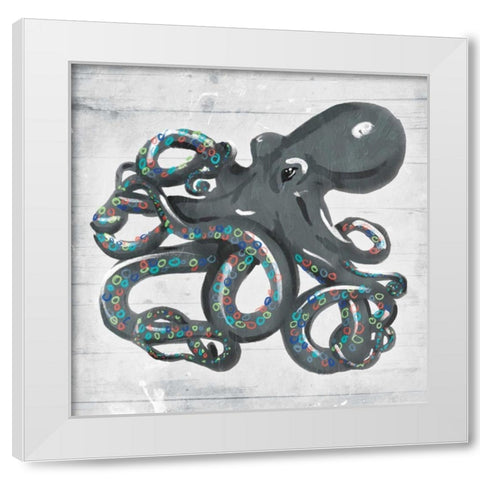 Octo Rings White Modern Wood Framed Art Print by OnRei