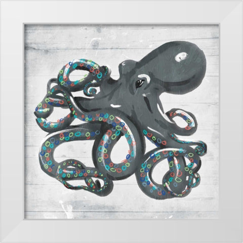 Octo Rings White Modern Wood Framed Art Print by OnRei