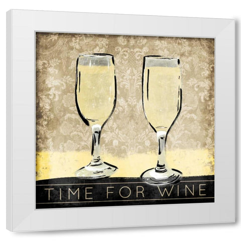 Time For Wine White Modern Wood Framed Art Print by OnRei