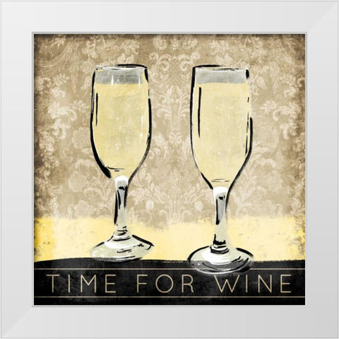 Time For Wine White Modern Wood Framed Art Print by OnRei