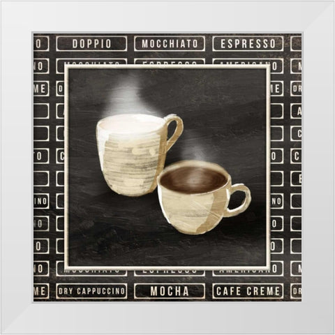 Two Cups White Modern Wood Framed Art Print by OnRei