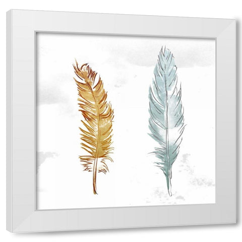 Gold Silver Feather White Modern Wood Framed Art Print by OnRei