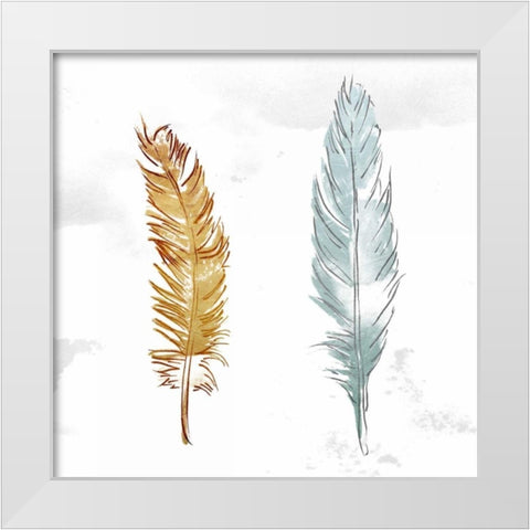 Gold Silver Feather White Modern Wood Framed Art Print by OnRei