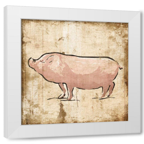 Cream Pig White Modern Wood Framed Art Print by OnRei