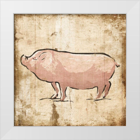 Cream Pig White Modern Wood Framed Art Print by OnRei