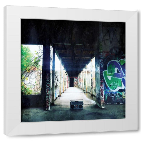 Hallway Boom White Modern Wood Framed Art Print by OnRei