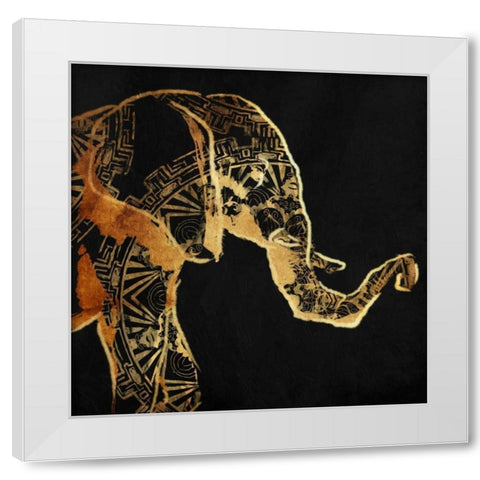 Patterned Elephant White Modern Wood Framed Art Print by OnRei