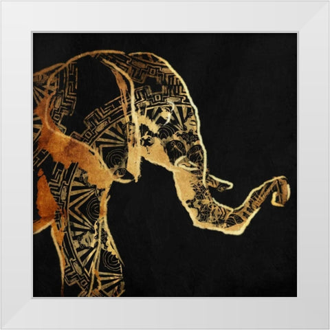 Patterned Elephant White Modern Wood Framed Art Print by OnRei