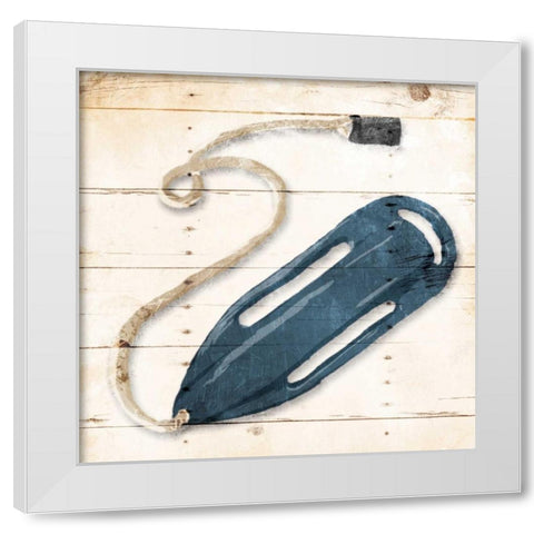 Blue Buoy White Modern Wood Framed Art Print by OnRei