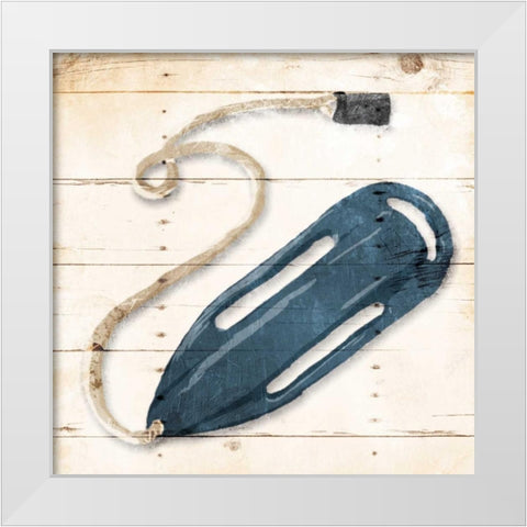 Blue Buoy White Modern Wood Framed Art Print by OnRei