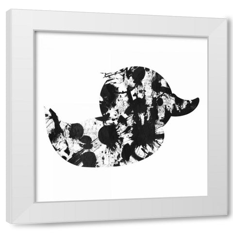 Splatter Duck White Modern Wood Framed Art Print by OnRei