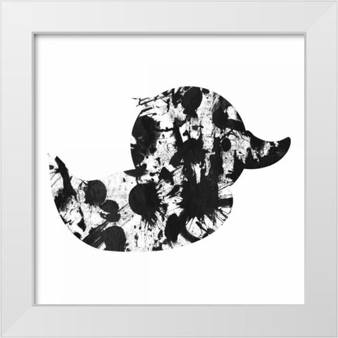 Splatter Duck White Modern Wood Framed Art Print by OnRei