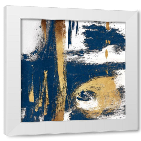 Rotational Pull Blue White Modern Wood Framed Art Print by OnRei