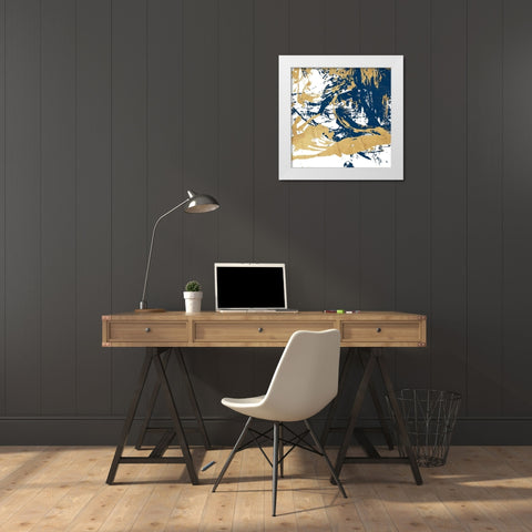 Free Form Blue White Modern Wood Framed Art Print by OnRei