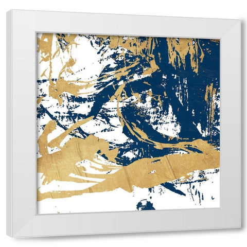 Free Form Blue White Modern Wood Framed Art Print by OnRei