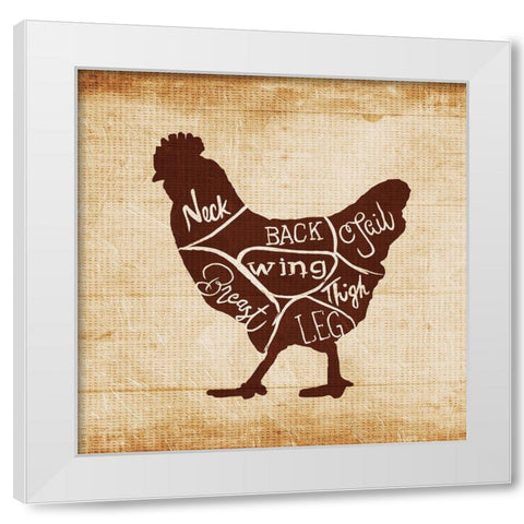 Chicken Cut White Modern Wood Framed Art Print by OnRei