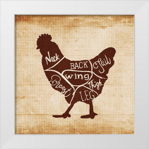 Chicken Cut White Modern Wood Framed Art Print by OnRei