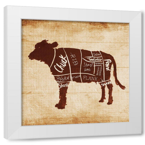 Cow Cut White Modern Wood Framed Art Print by OnRei