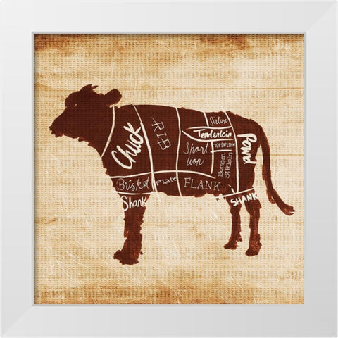 Cow Cut White Modern Wood Framed Art Print by OnRei