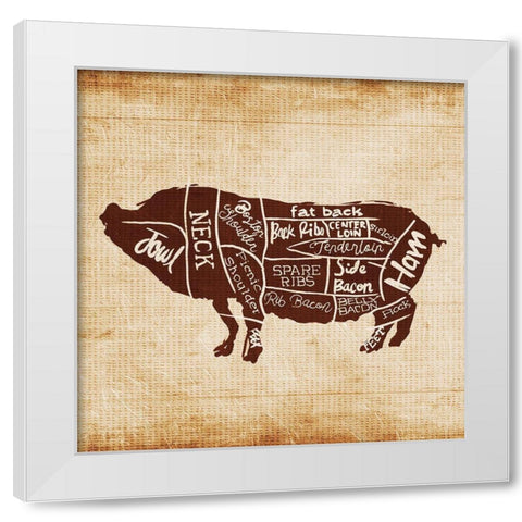 Pig Cut White Modern Wood Framed Art Print by OnRei