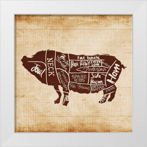 Pig Cut White Modern Wood Framed Art Print by OnRei