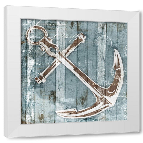 Sketched Anchor White Modern Wood Framed Art Print by OnRei