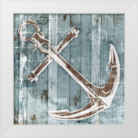 Sketched Anchor White Modern Wood Framed Art Print by OnRei