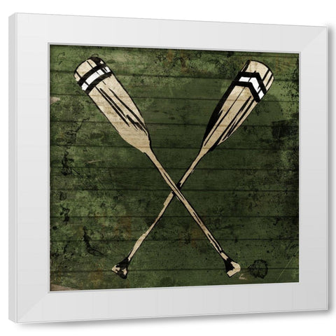 Sketched Oars White Modern Wood Framed Art Print by OnRei