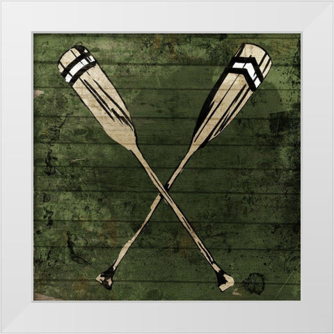 Sketched Oars White Modern Wood Framed Art Print by OnRei