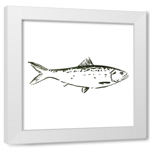 Simple Sketched Fish White Modern Wood Framed Art Print by OnRei