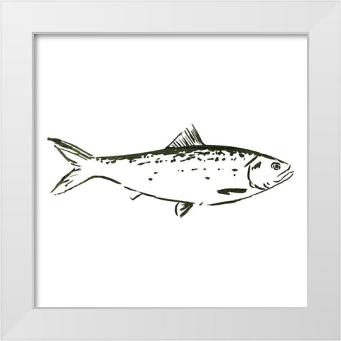 Simple Sketched Fish White Modern Wood Framed Art Print by OnRei