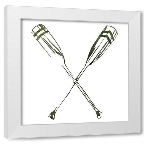 Simple Sketched Oars White Modern Wood Framed Art Print by OnRei