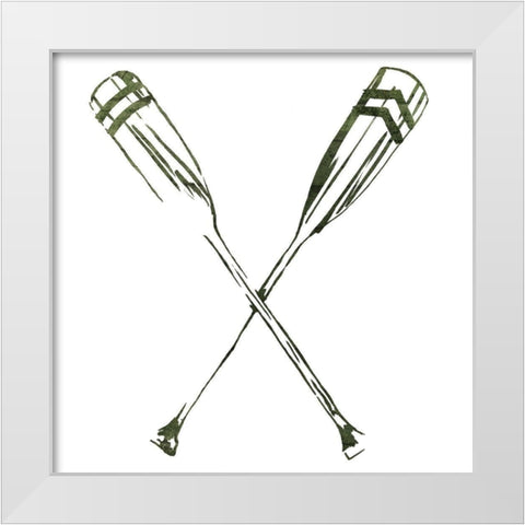 Simple Sketched Oars White Modern Wood Framed Art Print by OnRei