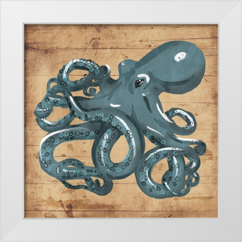 Octo Rings White Modern Wood Framed Art Print by OnRei