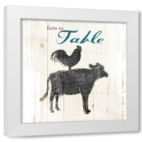 Farm To Chicken Cow White Modern Wood Framed Art Print by OnRei