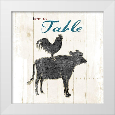 Farm To Chicken Cow White Modern Wood Framed Art Print by OnRei